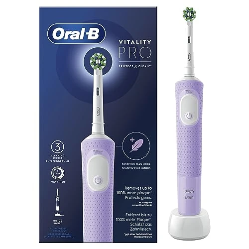 Begrenztes Angebot: Oral-B Vitality Pro Elektrische Zahnbürste — Electric Toothbrush, Inkl. 1 Aufsteckbürste — 3 Putzmodi für Zahnpflege, Zahnbürste Elektrisch, Designed by Braun, Lila von 24.89 EUR auf 22.90 EUR (Rabatt 8%)