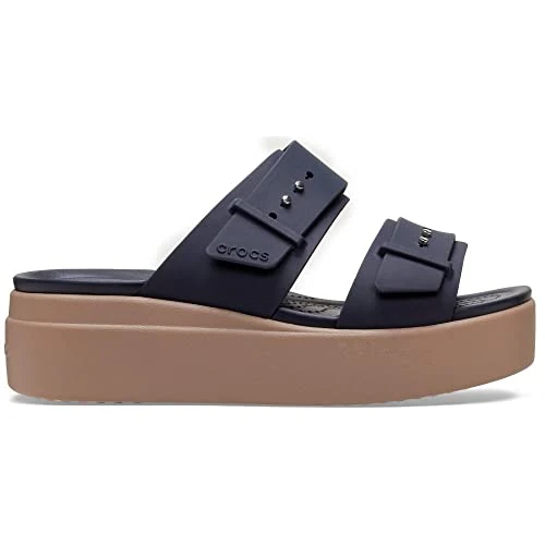 Offre limitée : Crocs Femme Brooklyn Buckle Low Wedge Sandales, Deep Navy, 39/40 EU de 59.99 € à 56.18 € (6% de remise)