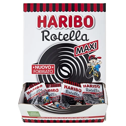 Offerta a tempo: Haribo Maxi Rotella, Caramelle Gommose Incartate Singolarmente, Vegetariane, Gusto Liquirizia, Ideali Per Feste - 200 Pezzi Da 13gr [2600gr] - 65% da 29.55 € a 10.33 €