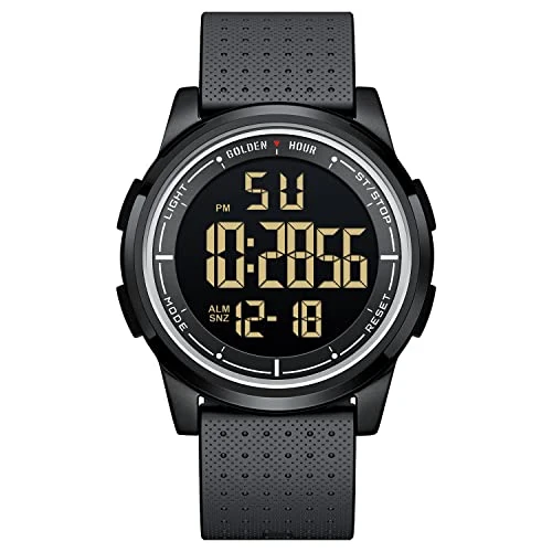 Limited-time offer: GOLDEN HOUR Ultra-Thin Minimalist Sports Waterproof Digital Watches Men with Wide-Angle Display Rubber Strap Wrist Watch for Men Women from 26.99 £ to 19.99 £ (save 26%)