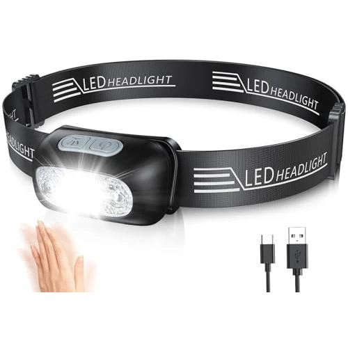 Tijdelijke aanbieding: Glangeh Krachtige led-hoofdlamp met bewegingssensor, IPX6 waterdicht, 4 verlichtingsmodi, oplaadbaar, USB, professioneel, veiligheidsverlichting voor vissen, kamperen, hardlopen, noodgevallen van 14.99 € naar 14.99 € (0.00% korting)