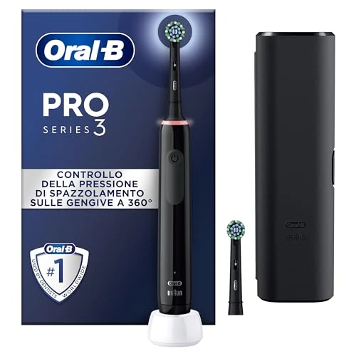 Limited-time offer: Oral-B PRO 3 3500 Electric Toothbrush/Electric Toothbrush, 2 Replacement Brushes, with 3 Cleaning Modes and Visual 360° Pressure Control for Dental Care, Travel Case, Gift Man/Women, Black from 58.00 GBP to 55.99 GBP (save 3%)
