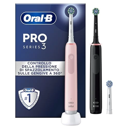 Offerta a tempo: Oral-B Pro Series 3, 2 Spazzolini Elettrici, 3 Testina, Nero/Rosa - 47% da 142.52 € a 74.99 €
