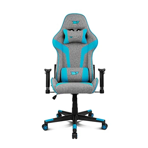 DRIFT GAMING Chair DR90 -DR90GBL - Professional chair, breathable fabric, 2D padded armrests, lumbar/cervical cushion, blue/black, 63 x 67 x (124,5-132) cm (D x W x H)