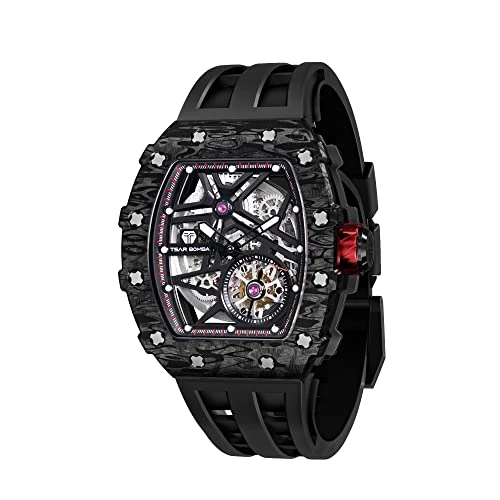 Begrenztes Angebot: TSAR BOMBA Herren-Automatikuhr, mechanische Tonneau-Luxus-Skelett-Uhren für Herren, 50 m wasserdicht, analog, Herren-Armbanduhr, einzigartiges Cooles Design, quadratisch von 399.99 EUR auf 399.99 EUR (Rabatt 0%)