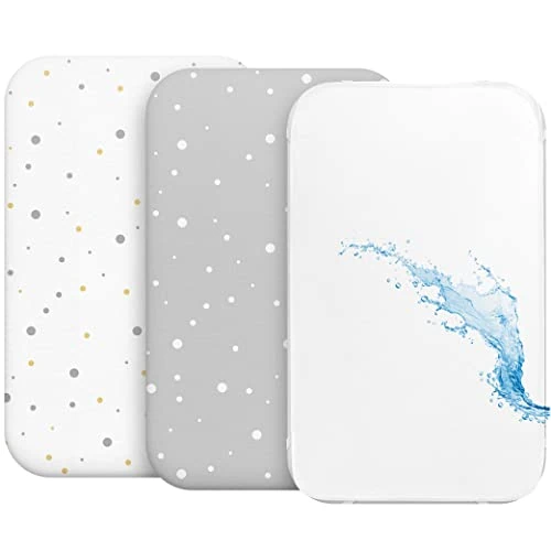Offerta a tempo: Lenzuola 3-in-1 - Lenzuola Culla Cododo con Angoli (Set da 2) + 1 Coprimaterasso Impermeabile con Elastico 3-in-1-55x90 cm - Per Culla Co-sleeping, Lettino - Bimbo Bimba - Grigio - 5% da 24.99 € a 23.74 €