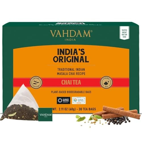 Offerta a tempo: VAHDAM Te Chai Originale (30 Bustine) The Chai Indiano | Senza Aromi Artificiali | Con Spezie Esotiche di Prima Qualità - 21% da 11.99 € a 9.47 €