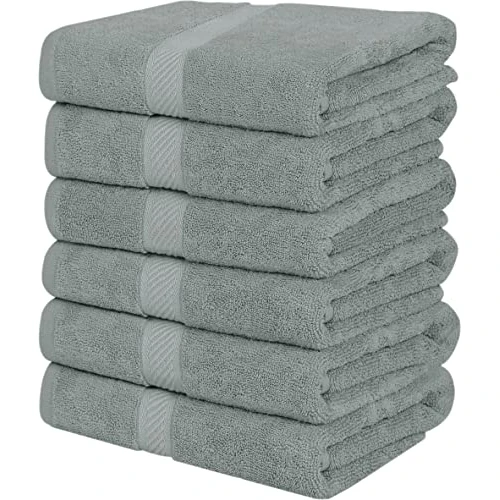 Utopia Towels - 6 Pack Bath Towel Set, 100% Ring Spun Cotton (60 x 120 CM) Medium Lightweight and Highly Absorbent Quick Drying Towels, Premium Towels for Hotel, Spa and Bathroom (Cool Grey)