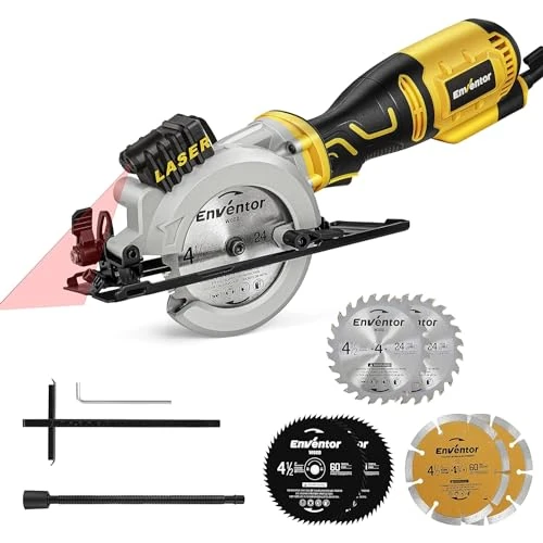 Offerta a tempo: Enventor Mini Sega Circolare con Guida Laser, 705W, 6 Lame 115mm - 13% da 75.99 € a 65.99 €