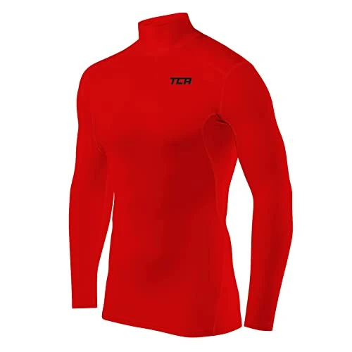 Limited-time offer: TCA Men's HyperFusion Compression Base Layer Top Long Sleeve Under Shirt - Mock Neck - High Risk Red Mock, XXL from 7.99 £ to 7.22 £ (save 9.64%)