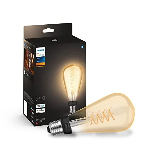 Philips Hue White E27 Große Edison Filament ST72 550lm, warmweißes Licht, dimmbar, steuerbar via App, kompatibel mit Amazon Alexa (Echo, Echo Dot), 1er Pack