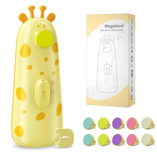 Offerta a tempo: Tagliaunghie Elettrica Lima per Unghie per Bambini Megainvo 13 in 1 Sicura Nails Trimmer Cura per Neonato con 10 Testina di Ricambio e Luce, Giallo - 20% da 22.99 € a 18.50 €