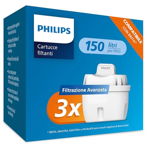 Oferta limitada: Philips Water Cartuchos de filtro de agua de repuesto Filtración Avanzada, pack de 3 filtros, reduce los MICROPLÁSTICOS, el CLORO, la CAL, los METALES PESADOS de 17.99 EUR a 12.99 EUR (ahorro 28%)