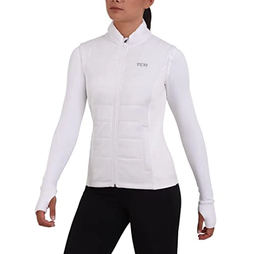 Offerta a tempo: TCA Excel Runner Gilet Da Corsa Da Donna Sportivo Con Tasche Zip - Bianco, L - 60.34% da 25.19 € a 9.99 €