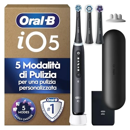 Zeitlich begrenztes Angebot: Oral-B iO Series 5 Plus Edition Elektrische Zahnbürste mit 3 Aufsteckbürsten, Schwarz - Electric Toothbrush, Inkl. Reise-Etui Und 5 Putzmodi für Zahnpflege, Designed by Braun von 199.99 € auf 99.99 € (50% Rabatt)