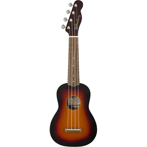 Fender California Coast Venice Ukulele Soprano, Sunburst a 2 Colori, Tastiera in Noce, Manico Slim C, Ponte Senza Nodi, Paletta Tele a 4-in-Linea