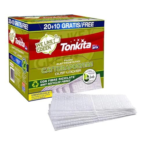 Tonkita | Tissu anti-poussière 20+10, tissu électrostatique, universel, pour sols, meubles, miroirs, écrans de télévision, fabriqué en Italie