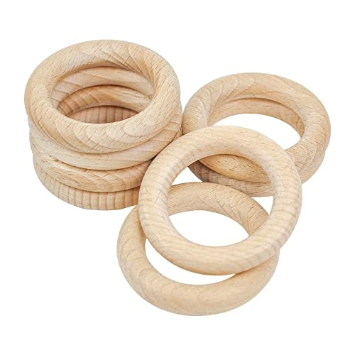 Offerta a tempo: RUBY 8 Pezzi Anelli Cerchi in Legno di Faggio Naturale per Macramè Decorazioni Artigianato, Creazione Gioielli, Macramè Fai Da Te Connettori Pendenti Anello (Ø 70mm) - 0.00% da 11.99 € a 11.99 €