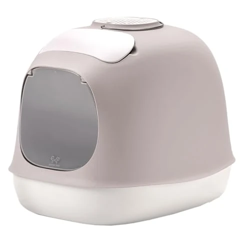 Limited-time offer: UNITED PETS Minù Katzentoilette/Katzentoilette, Design, Made in Italy, with Schaufel and Filter, White with Taupe-Grey Accent, Closed Hygienic Cat Litter Box from 44.05 GBP to 35.80 GBP (save 19%)