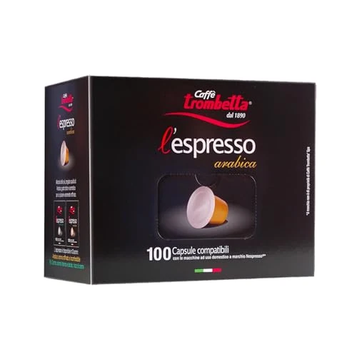Offerta a tempo: Caffè Trombetta - l'Espresso Arabica, Capsule Compatibili con Sistema Nespresso - Confezione da 100 Capsule - 33% da 28.99 € a 19.43 €