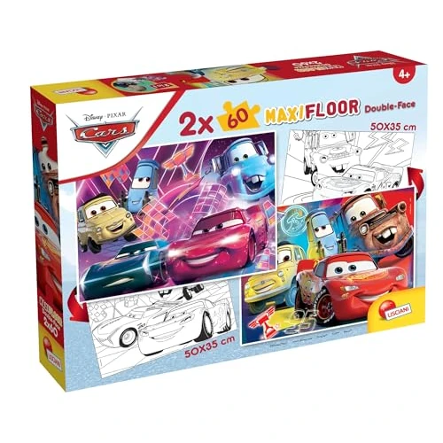 Liscianigiochi- Saetta McQueen Disney Puzzle DF Maxifloor 2 x 60 Cars, Multicolore, 97913