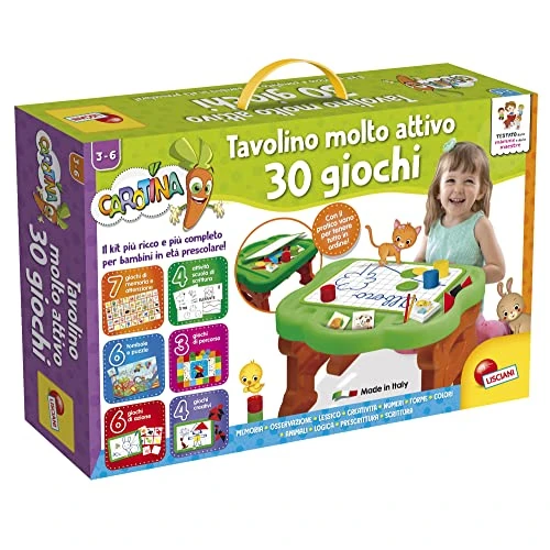 Liscianigiochi Mesa Auxiliar Muy Activa con 30 Juegos, Kit Preescolar Rico, Multicolor, 97128
