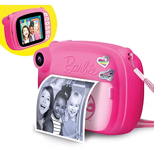LISCIANI - BARBIE Print Cam - Appareil Photo Instantané BARBIE 3-en-1 - Pour Enfants dès 5 ans - Imprime 180 Photos - Grand Écran Couleur LCD - Caméra Selfie et Vidéo - Autocollants Inclus
