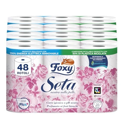 Limited-time offer: Foxy Silk | Toilet paper 48 rolls| 200 tears per roll| 2 ply high thickness | FSC certified |100% renewable electricity| Recyclable packaging made with recycled plastic from 64.20 GBP to 64.20 GBP (save 0%)