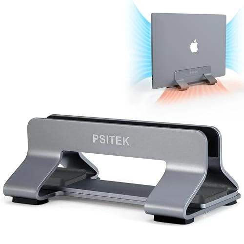 Offerta a tempo: Psitek Supporto Verticale in Alluminio per Laptop, Larghezza della Fessura Regolabile 12-42mm, Salvaspazio per MacBook e Laptop - 0.00% da 19.99 € a 19.99 €