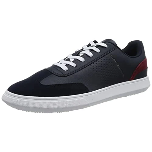 Tommy Hilfiger Herren Cupsole Sneaker Corporate Seasonal Cup Leather Schuhe, Blau (Desert Sky), 42 EU