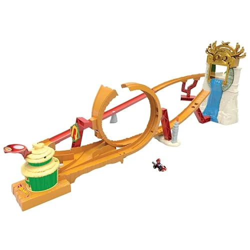 Offerta a tempo: Hot Wheels Super Mario Bros - Corsa nella Giungla di Kong, playset ispirato al film con macchinina die-cast di Mario inclusa, pista con loop e salto su cascata, giocattolo per bambini, 5+ anni, HMK49 - 37% da 54.99 € a 34.37 €