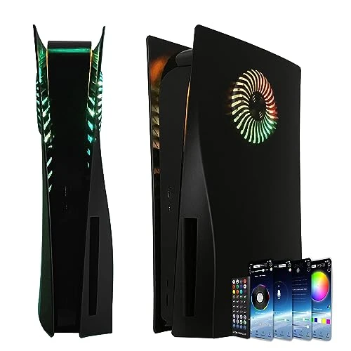 Voorplaat met RGB-lichtstrip en stoffilter voor koelopeningen DOBEWINGDELOU 400+ effecten LED-lichtring console-hoes voor Disc Edition DIY decoratieset accessoires zwart