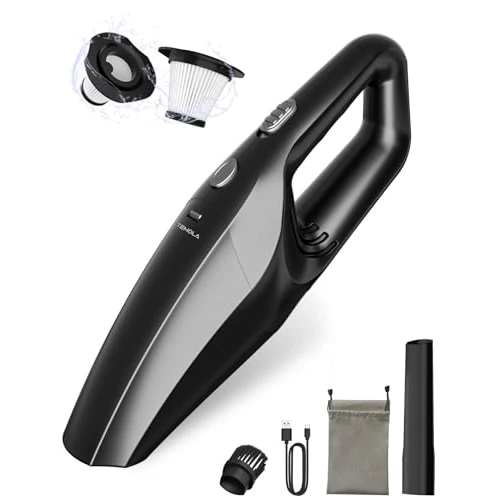 TEMOLA Handstaubsauger Akku Testsieger, Autostaubsauger, Staubsauger Auto, 9000Pa Akku Handstaubsauger, Handsauger mit HEPA-Filter, Auto Staubsauger Stark, für den Auto, Haus, Küche, Tierhaare