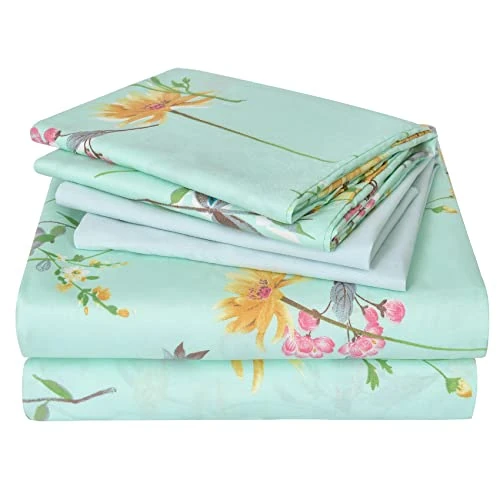 Limited offer: JSD Green Floral Queen Sheet Set 6 Piece, Soft Boho Printed Microfiber Bed Sheets Extra Deep Pocket, Oeko-TEX Certified from 28.99 EUR to 28.99 EUR (save 0%)