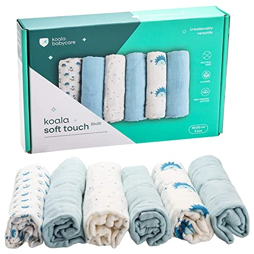 Zeitlich begrenztes Angebot: KOALA BABYCARE - Mulltücher Baby 30x30cm aus Weicher Baumwolle - Spucktücher Packung mit 6 Stück - Atmungsaktiv und Saugfähig Ideal zum Reinigen und Trocknen von 24.75 € auf 24.75 € (0.00% Rabatt)