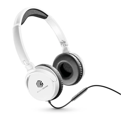 Offre limitee: Music Sound, Casque Fil Basic, Casque Supra-auriculaire Bandeau Repliable avec Câble Anti-nœuds 1,2 m et Micro intégré - Connecteur Jack 3.5 mm - Couleur Blanc MUSICSOUNDFULLCW de 9.95 EUR a 7.99 EUR (economie 20%)