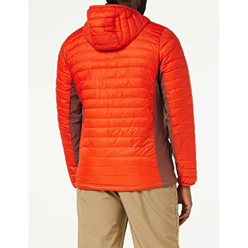 Columbia Men's Powder Pass Hooded Jacket Hooded Puffer Jacket, Spicy x Light Raisin, Size XS