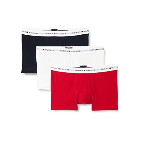 Limitiertes Angebot: Tommy Hilfiger Herren 3er Pack Boxershorts Trunks mit Logobund, Mehrfarbig (Desert Sky/White/Primary Red), M von 39.90 EUR auf 35.95 EUR (Spare 10%)