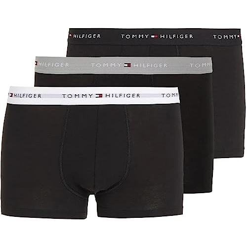 Offerta a tempo: Tommy Hilfiger Uomo Pantaloncini Boxer Confezione da 3 con Fascia con Logo, Multicolore (Grey Heather/Black/White), XL - 37% da 39.90 € a 24.95 €