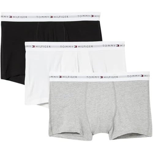 Offerta a tempo: Tommy Hilfiger Uomo Pantaloncini Boxer Confezione da 3 con Fascia con Logo, Multicolore (Grey Heather/Black/White), S - 37% da 39.90 € a 24.95 €