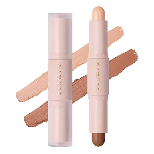 KIMUSE 2 Color Dual Cream Contour Stick, Highlight & Contour Bronzer Stick, Long Lasting & Waterproof Contour Sticks Kit for Light Skin Face Makeup (W03-DEEP)
