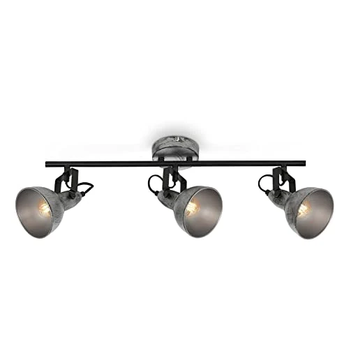 BRILONER Leuchten - Vintage Ceiling Spotlight, Swivelling Ceiling Light, 3X E14 Sockets, Silver-Crafted, 555 x 100 x 180 mm