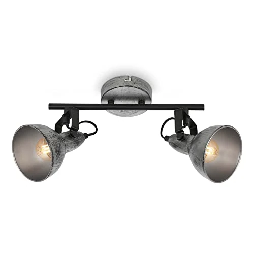 Offerta a tempo: BRILONER - Faretto da soffitto vintage, lampada da soffitto girevole retrò, plafoniera, 2x attacco E14, Argento-Creato, 305x100x180 mm - 47% da 29.95 € a 15.95 €