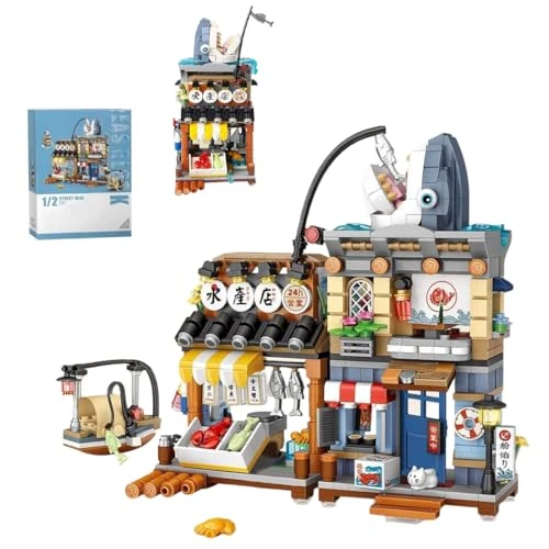 Offerta a tempo: Pasyru Modulare casa modello architettura modello giapponese, serie Street View Casa mattoncini da costruzione, 790 pezzi Japanese Seafood Store Kit modellino architettura fai da te per bambini adulti - 0.00% da 14.58 € a 14.58 €