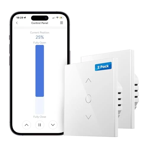 meross 2 Pcs Interruttore per tapparelle con Controllo percentuale (è necessario un filo neutro), Timer Switch per Persiane e Tende compatibile con Alexa, Google Home e SmartThings, Telecomando