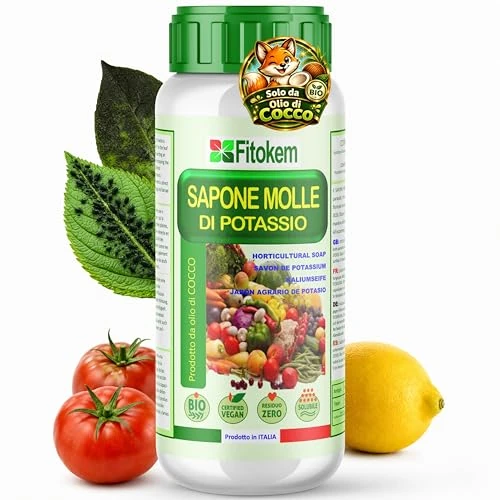 Offerta a tempo: Fitokem Sapone Molle Potassico Biologico 250ml Corroborante Naturale e Azione Insetticida Piante, Sapone di Potassio per Piante, Orto e Giardino Lavante per Melata e Residui Organici Consentito in Bio - 0.00% da 10.35 € a 10.35 €