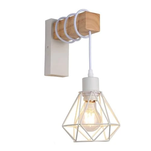 Offerta a tempo: BARCELONA LED Applique Roden Gabbia Nordica Bianca Legno - 38% da 23.99 € a 14.95 €
