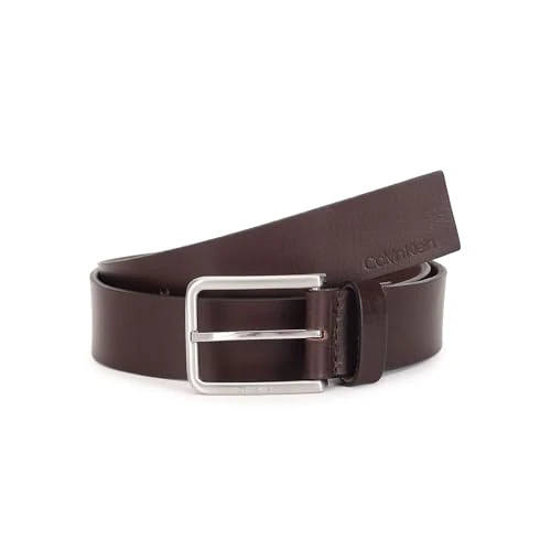 Calvin Klein Men Belt Warmth Oiled Grain 3.5 cm Leather, Brown (Dark Brown), 35,4 inches