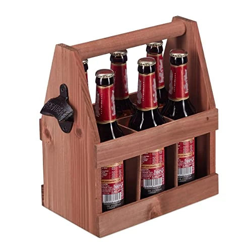 Oferta limitada: Relaxdays Portabotellas Madera, Portacervezas con Abrebotellas, Cajón para 6 Botellas Cerveza, Regalo Día Padre, Marrón de 27.99 € a 27.99 € (ahorro 0.00%)