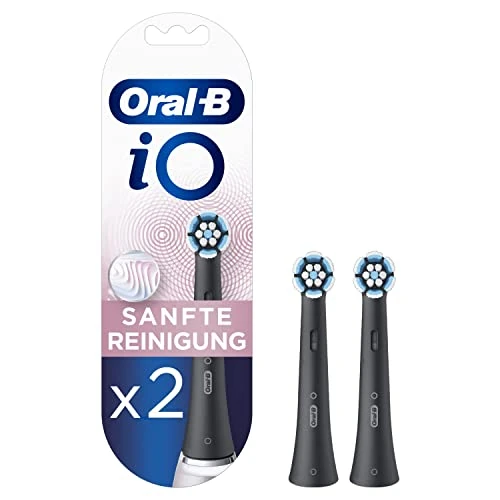 Oral-B iO Gentle Care Recambios para Cepillo de Dientes Eléctrico, Paquete de 2 Cabezales, Negro - Originales